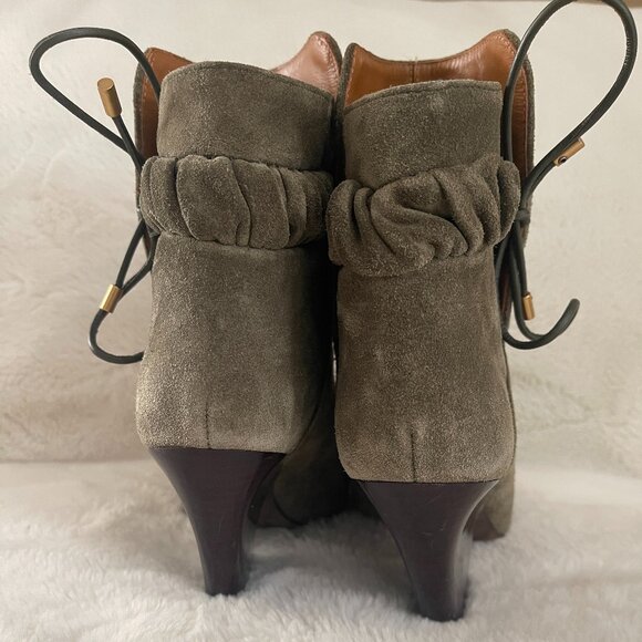 Tory Burch Lila Green Leather (Suede) Women's Bootie Size: 5.5 - Picture 5 of 16
